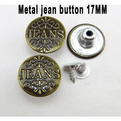 50PCS Bronze tone Letter Jeans Button 17MM Decorative Clothes Accessory Garment Trousers Flower Buttons Fit MJB-312