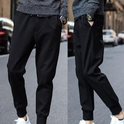 80% HOT SALES!!! Men Casual Waist Drawstring Ankle Tied Pockets Fitness Sports Long Pencil Pants