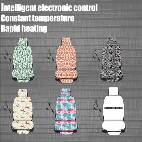 AIMAAO 12V Fast Heating Car Seat Cushion Covers 3D Printing Wool Fabric Auto Interior Accessories To Keep Warm In Winter