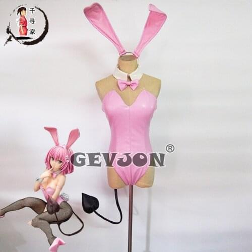 Anime To LOVE Momo Belia Deviluke Cosplay Costume Pink Sexy Bunny Girl Jumpsuit Full Set Role Play Clothing High-End Custom-Make