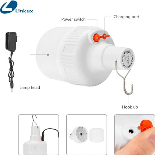 Emergency Lights Portable Hanging Lantern LED Solar Rechargaable Lamp E27 AC85-265V Rechargeable LED Bulb Camping Tent Fishing