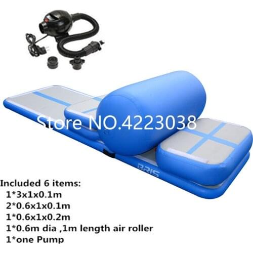 Free Shipping A Set (6 Pieces) Inflatable Air Track Water Trampoline Gym Air Mat Come With Electric Air Pump