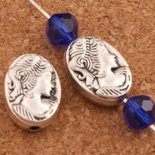 Our Lady Girl Avatar Oval Beads 14x10mm 100Pcs Zinc Alloy Spacers Jewelry Findings L545