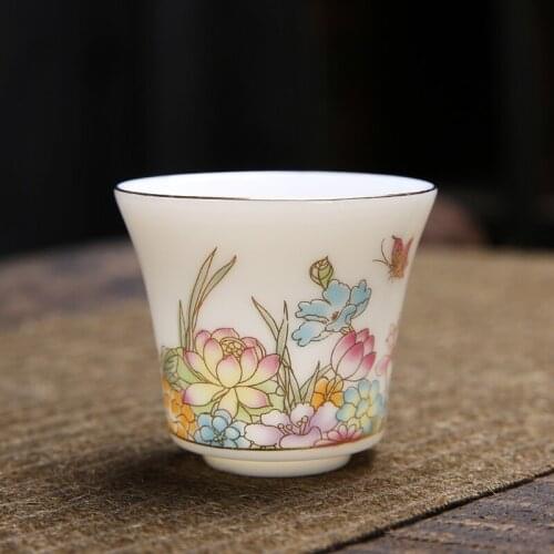 70ml Tea Cup Ceramic Porcelain Tea Bowl Rural Flowers Cups Chinese Kung Fu Teaware Master Teacup Home Drinkware Teacups Crafts