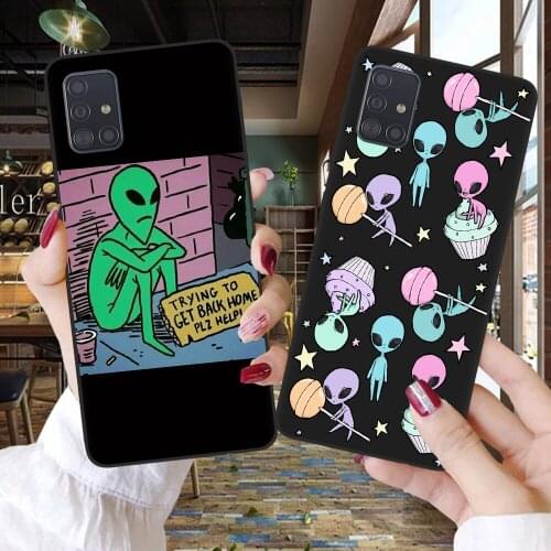 Aesthetics Cute Cartoon Alien Space Phone Case Cover For Samsung A51 A71 A21S A10 A20 A30 A40 A50 A70 A7 A8 A6 Plus 2018 Fundas
