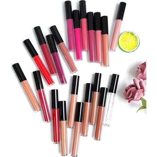 Black Cap Round Tube Long-lasting Makeup Non-stick Cup Matte Lipstick Private Label Velvet Liquid Lipstick 21 Colors