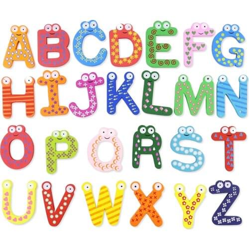 Numbers A-Z Letter Alphabet Magnet Wooden Educational Toy For Baby Kids Fridge Magnet Sticker Montessori Learning Toys Gadget