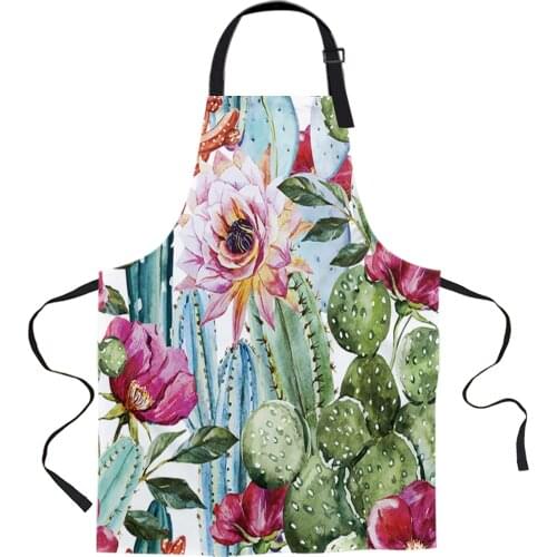 Plant Cactus Flower Art Aprons for Women Men Kid Cooking Baking Apron Kitchen Utility Equipment Accessories