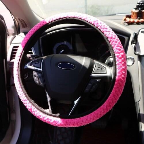 FORAUTO Universal Car Steering Wheel Cover Winter Soft Warm Plush Car-styling Pearl Velvet Steering Cover Auto Decoration