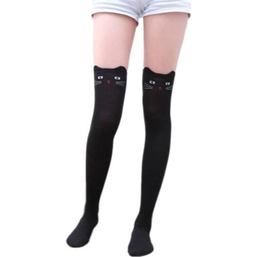 Women cartoon animal cat socks stockings college students girls lady female holiday party cotton knee socks Over-the-knee