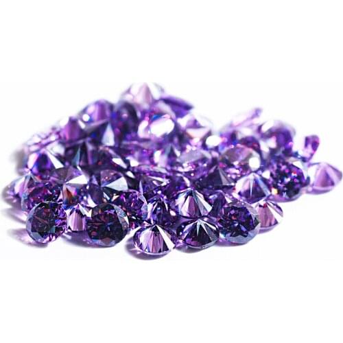 Purple Artificial Cubic Zirconia stone 6MM Round Clear Crystal Exquisite Designing Gems for Womens Jewelry Art Rhinestone 10pcs