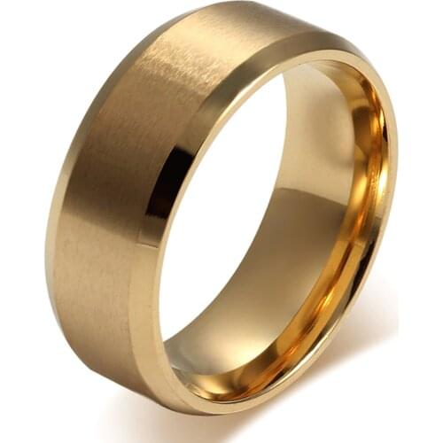 Gold color ring for men fashion jewelry 8mm women girl gift