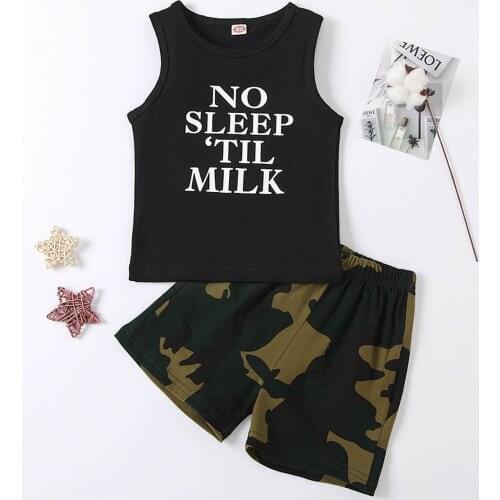 Newborn Infant Baby Boys Sets Fashion Sleeveless Letter Print Vest Tops Camouflage Shorts Outfits Set Summer Baby Boy Clothes