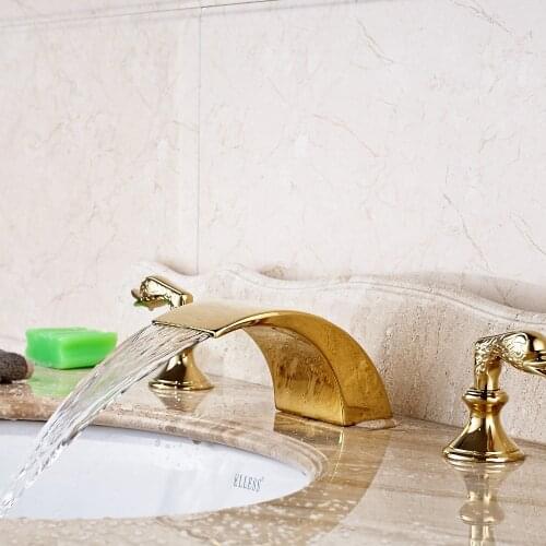 Swan Handles Waterfall Spout Bathroom Basin Faucet Sink Mixer Tap