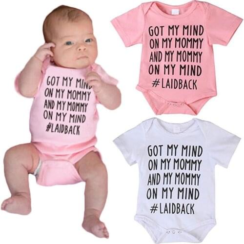 2020 HOT Baby Clothing Baby Boys Girl Letter Blue Tops Romper White Jumpsuit Pink Playsuit Clothes AGC0941