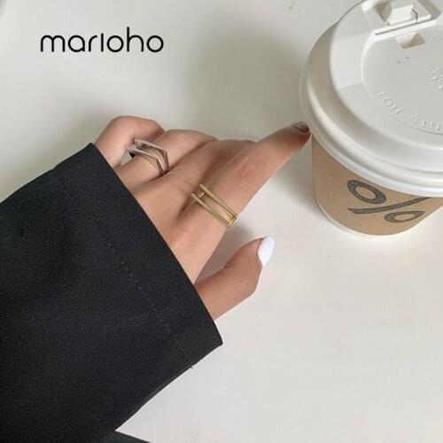 Marioho Double-layer Geometric Square Round Ring Ins Tide Cold Wind 2020 Simple Fashion Retro Open Ring Female