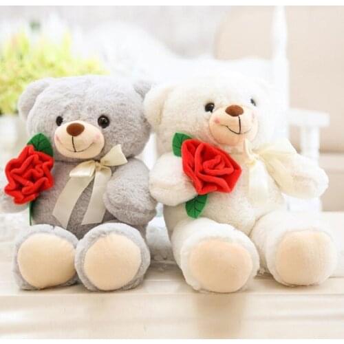 Lovely romantic ribbon Rose Bear plush toys cute handsome Bear dolls Birthday present