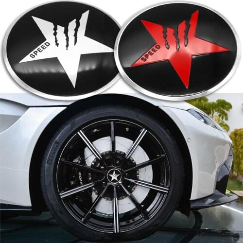4pcs 56mm SPEED Pentagram Logo Aluminum Alloy Car Hub Cover Emblem Badge Sticker Decals Car Decoration Accessories