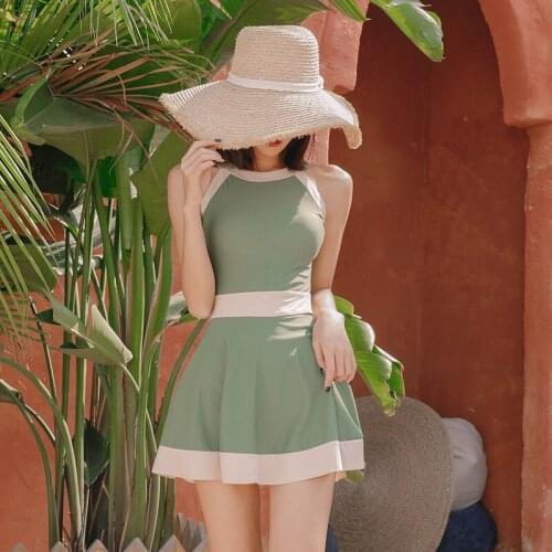 2020 new super fairy skirt-style one-piece waist-covering belly slimming conservative steel support gathered swimming suit