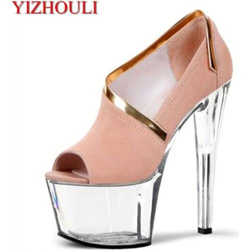 2018 new fashion banquet superhigh heels, 17cm platform shoes, stage walk Dance Shoes