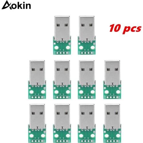 USB to DIP Board USB Type A Male Plug to DIP Adapter Board 4 Pin 2.54mm Pitch Adapter for DIY USB Power Supply Breadboard