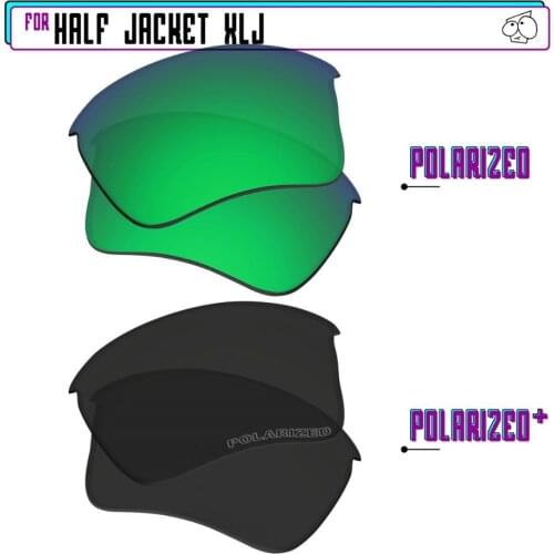 EZReplace Polarized Replacement Lenses for - Oakley Half Jacket XLJ Sunglasses - SilverP Plus-Green P