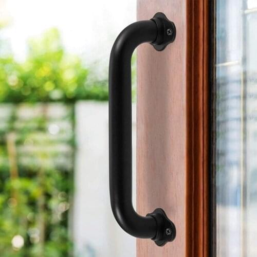 Practical 10 Inch Metal Industrial Pipe Wall Handrail - Pipe Barn Door Pull Handle, Staircase Steps Handrail, Indoor & Outdoor