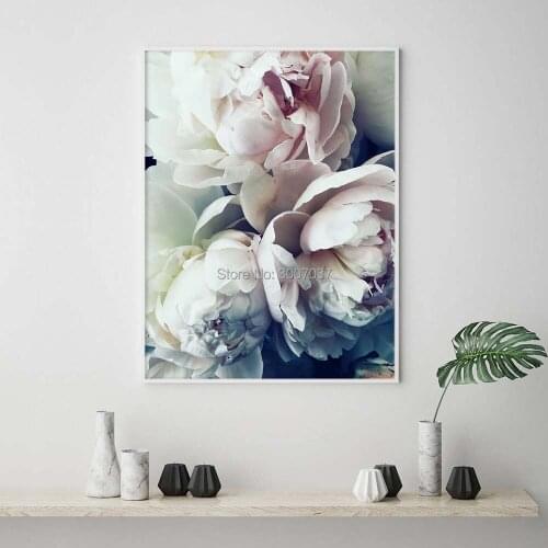 Hand Painted Decoration Abstract Bloom Peony Nordic Wall Art Oil Painting Flower Canvas Painting Picture for Living Room Decor
