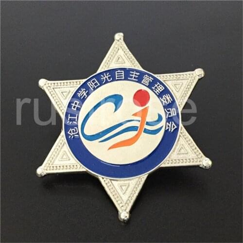 Management Committee Five-pointed Star Enterprise LOGO Brooch Customized, Five-pointed Star Organizer pins