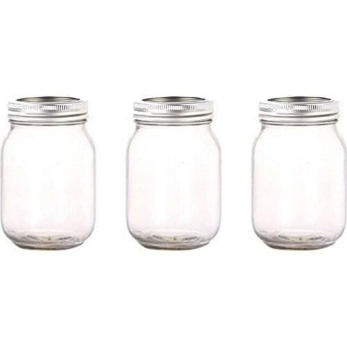 Silver Metal Airtight Lids Regular Mouth Mason Jar Canned Utensils 3pcs Sauces With Cover Household Miscellaneous Grain Cans