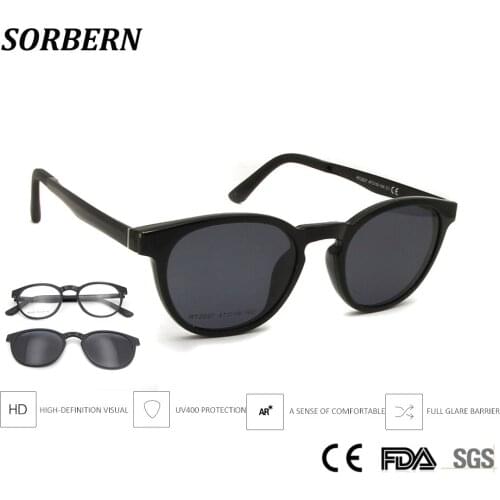 SORBERN Boy Girls Children Ultem Material Polarized Sunglasses Magnetic Clip On Round Optical Frames Kids Myopia Glasses Outdoor