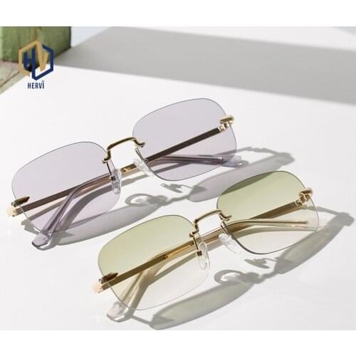 New Boundless Sunglasses Woman Retro Rectangle Anti-UV Sunglasses High Quality Ocean Lens Glasses Unisex UV400