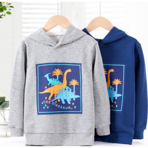 Teens Boys Hooded Sweatshirts Baby Cartoon Dinosaur Sports Hoodies Kids Casual Long Sleeve Pullover Autumn Childrens Clothing