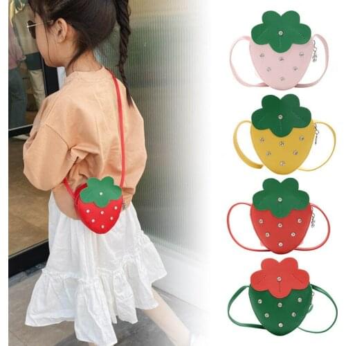 Cartoon Strawberry Baby Bag Waterproof PU Kids Coin Purse For Baby Girl Sweet Princess Children Wallet Girls Photography Props