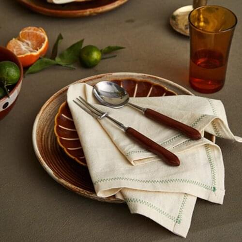 High-grade Western Food Napkins White Pink Household Heat Insulation Placemat Cloth Linen Fabric Napkin 45*45 Anti-hot Towel