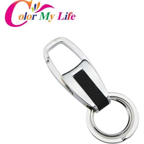1 Piece Pu Leather and Stainless Steel Car Key Chain Key Circle Rings Women Keychain Man Keyrings Accessories for All Cars