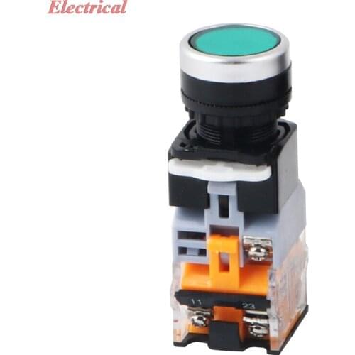 1pc LA38-11D Self-reset/Self-locking Flat Button With Light Start Button Button Switch 12V 24V 36V 110V 220V 380V 22mm Mounting