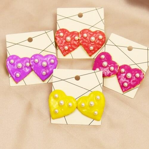 10 Pairs Enamel Heart Earrings Stud earrings Rainbow Shell pearls earrings Accessories Stud earrings Gift for women jewelry9865