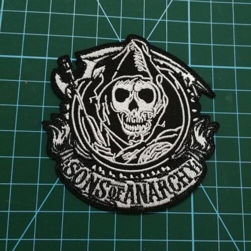 10pcs/lot Sons of Motorcycles patches for Vest jacket of Anarchy patches badges iron on embroidered black label biker sticker