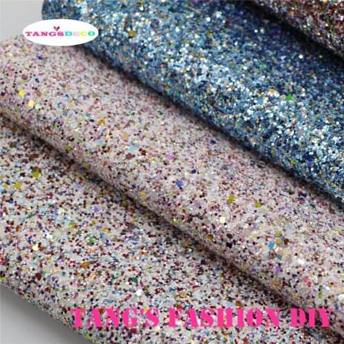 12PCS---20x22cm DIY Hair Bow Material High Quality Mix Color Chunky Glitter PU Synthetic Faux Leathers