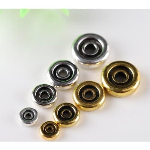 20pcs/lot Antique Color Round Flat Wheel Spacer Beads 6 8 10 12mm Buddha Decoration Charm Beads DIY Jewelry Making Materials