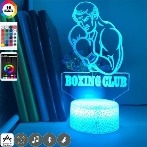 Blank Acrylic Night Light LED Boxing Club Nightlight Atmosphere Decoration Bed Lamp Bluetooth Base Nightlight Gift for Athletes