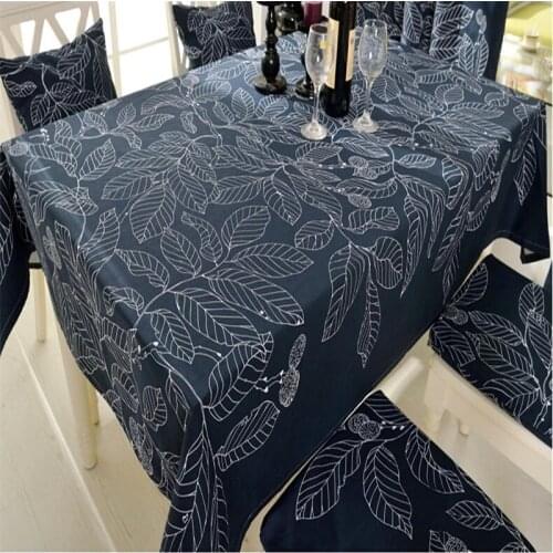 Free Shipping Pastroal Style Blanket Dark Blue Leaves Coffee Pad Tea Mat Dining Oil Water Proof Tablecloth Cover Antependium