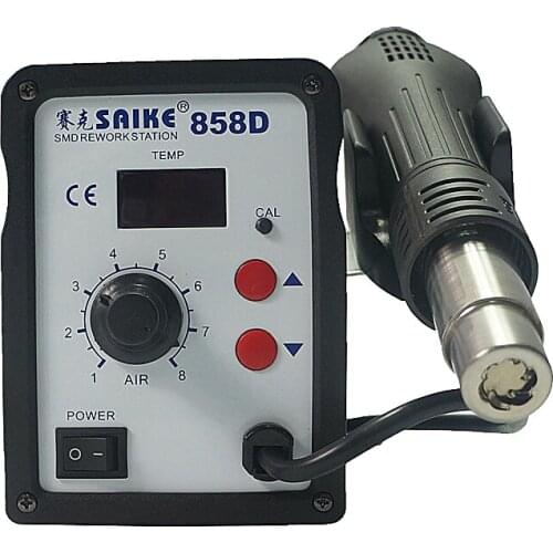Lead Free Adjustable Hot Air Heat Gun SAIKE 858D with Helical Wind 580W SMD Rework Station