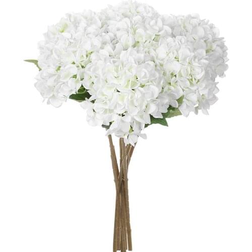 5 Pcs Artificial Silk Hydrangeas Flowers 18'' Hydrangea Bouquet Arrangement for Home Decor Wedding Bouquet Room Party Decoration