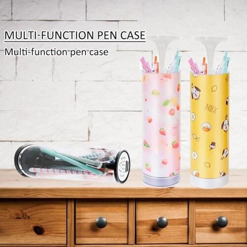 Innovative Pen Box Multi-function Lifting Pencil Case School Supplies With Small Mirror Calculator Erasable Whiteboard Pen Wipes