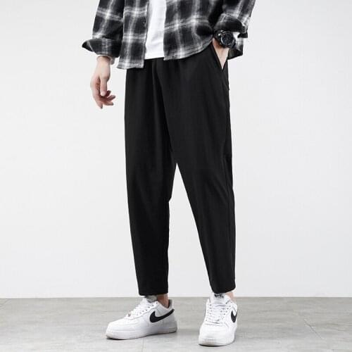 Four-Side Elastic Compound Plus Velvet Casual Trousers Straight Tube Autumn and Winter Men Thickened Slim Korean Version