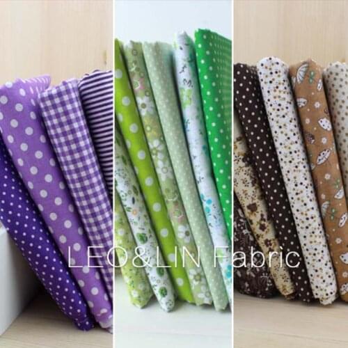 DIY Summer Style Purple Brown Green Plaid Cotton Fabric Sewing Vintage Patchwork Tissue 50 * (7pieces / lot)