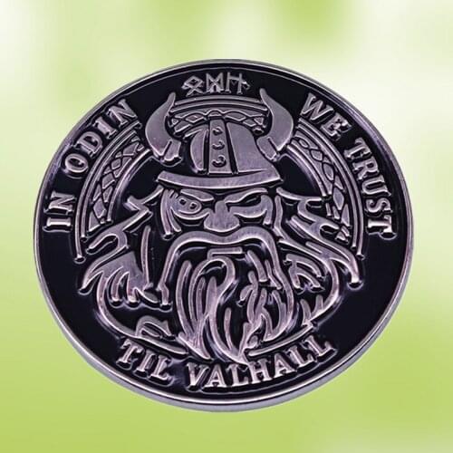 Army Viking Norse Mythology Odin runes enamel pin warrior hero Tactical Morale brooch