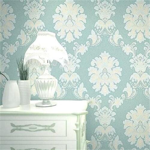 Beibehang European minimalist Damascus bedroom living room 3D embossed TV background wall non-woven wallpaper wallpaper